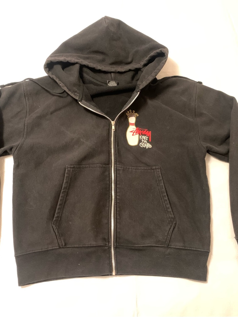 Stussy Black Kingpin Zip Hoodie Y2K